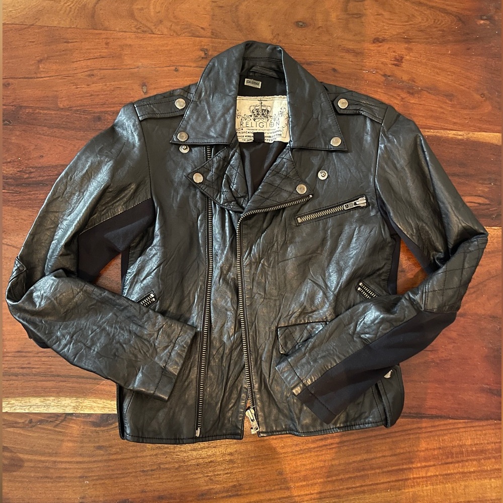 Religion leather jacket